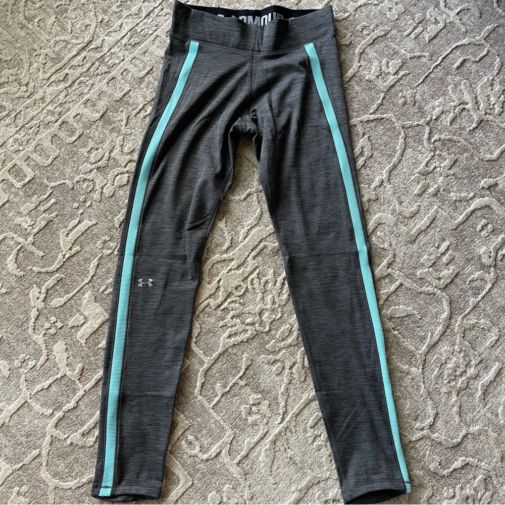Under Armour Gray Leggings with Blue Stripes